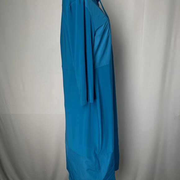 NEW JOSEPH RIBKOFF Shift Midi Dress Pacific Blue Size 10 Drawstring Cowl Neck - Picture 7 of 11